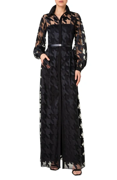 Akris Kinderstern Embroidery Maxi Shirtdress In Black