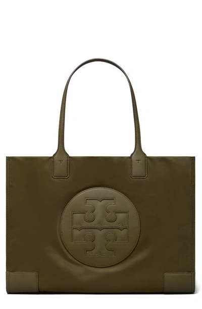 Tory Burch Ella Nylon Quadrant Top Handle Tote Bag In Leccio