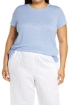 Eileen Fisher Organic Linen T-shirt In Blue
