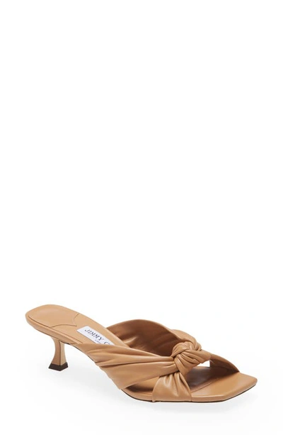 Jimmy Choo Women's Avenue Knotted Leather Sandals In Beige