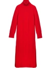 Carolina Herrera Side-slit Rib-knit Turtleneck Dress In Lacquer Red