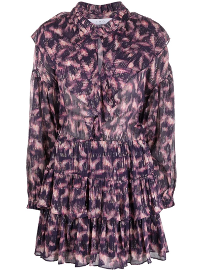 Iro Tyga Printed Long-sleeve Dress In Purple