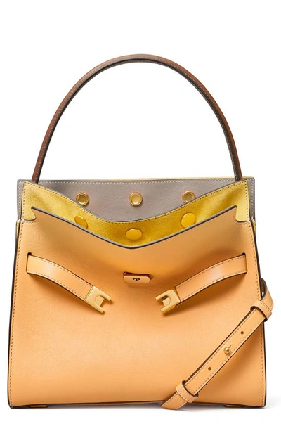 Tory Burch Lee Radziwill Colorblock Double Satchel Bag In Jackfruit