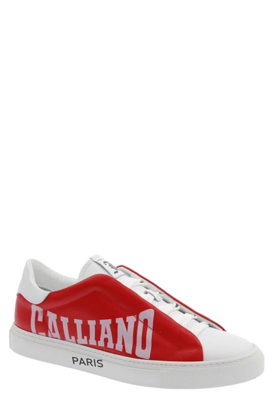 Galliano Sneaker In White/ Red