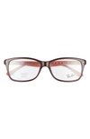 Ray Ban 55mm Square Blue Light Blocking Glasses In Brown Pink/ Clear