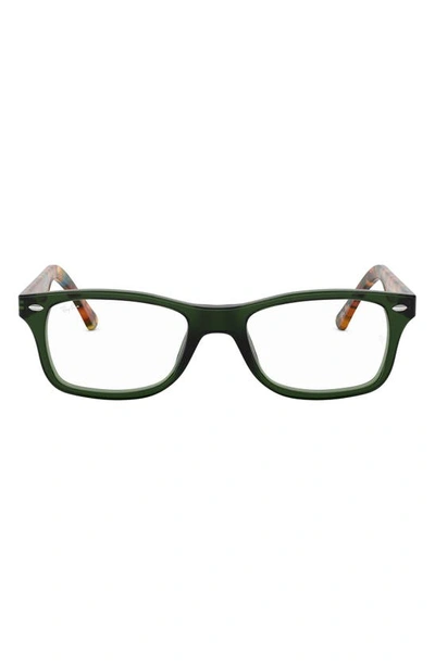 Ray Ban 55mm Square Blue Light Blocking Glasses In Opal Green