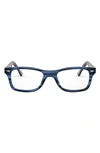 Ray Ban 55mm Square Blue Light Blocking Glasses In Striped Blue