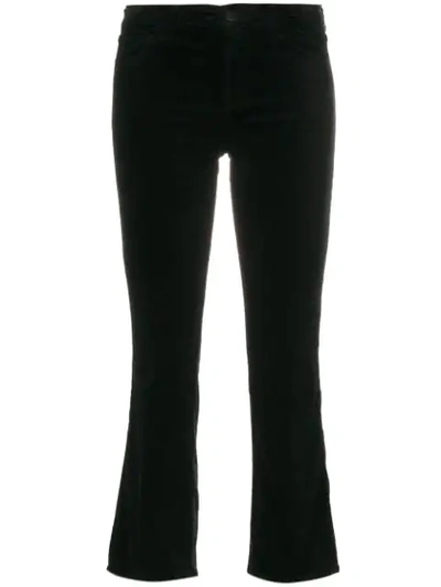 J Brand Selena Velvet Crop Bootcut Jeans In Black