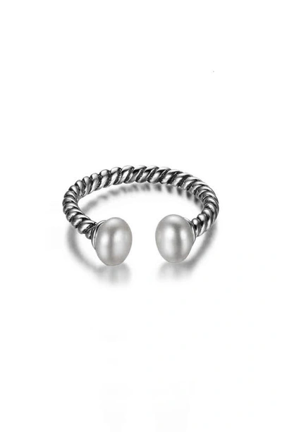 Melanie Marie Imitation Pearl Open Ring In Sterling Silver
