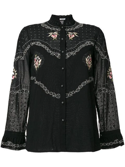 Vilshenko Woman Embroidered Cotton-voile Shirt Black