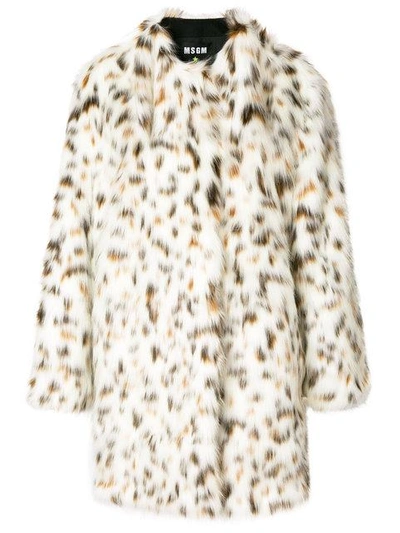 Msgm Leopard Print Coat In White