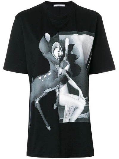Givenchy Oversized Bambi Cotton Jersey T-shirt In Black/white