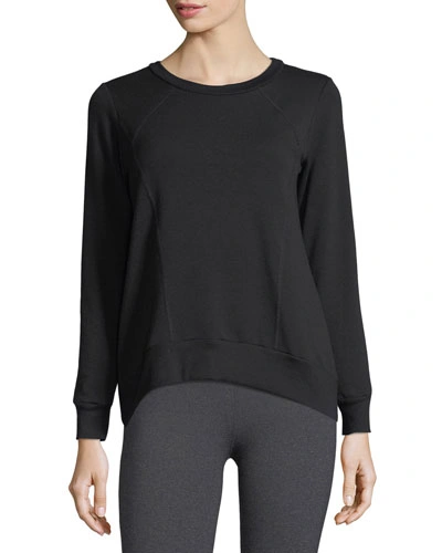 Beyond Yoga Cozy Everyday High-low Fleece Pullover Sweatshirt In Black