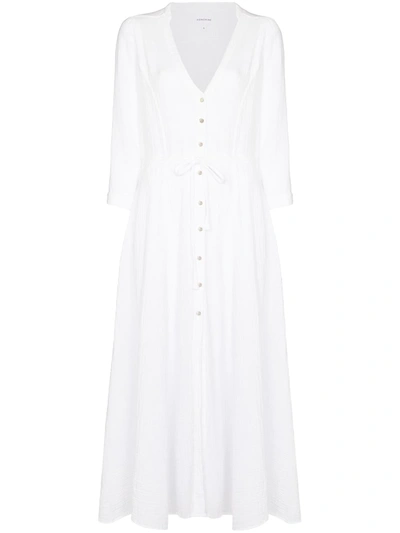 Honorine Georgia Cotton-seersucker Midi Dress In Weiss