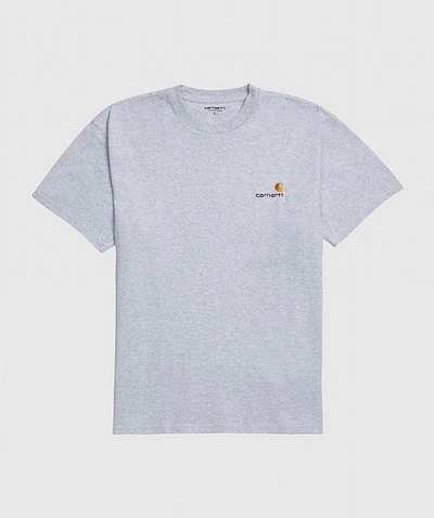Carhartt American Script Grey Mélange Cotton T-shirt