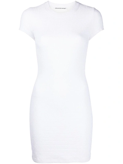 Alexander Wang T Alexanderwang.t Logo Jacquard Knit Mini Dress In White
