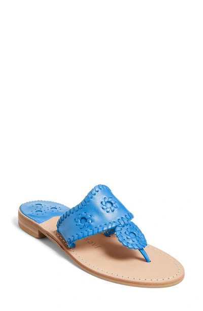 Jack Rogers Women's Jacks Leather Thong Slide Sandals In Azure/ Azure