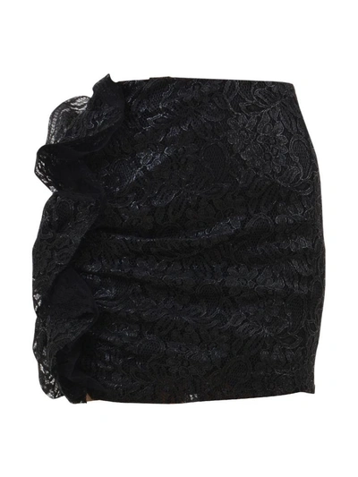 Msgm Mini Lace Skirt In Black