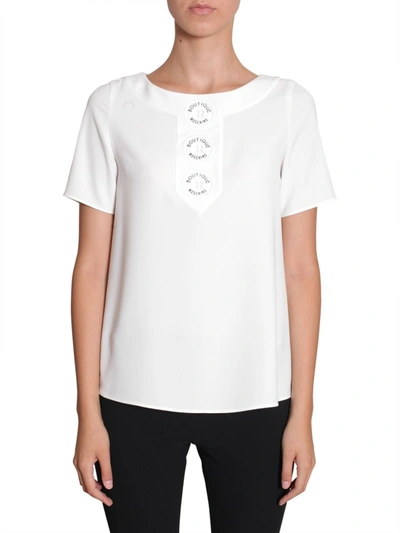 Boutique Moschino Blouse With Pvc Buttons In White
