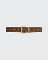 Saint Laurent Logo-embellished Leopard-print Leather Belt