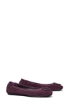 Tory Burch Minnie Travel Ballet Flat In Aubergine/suede