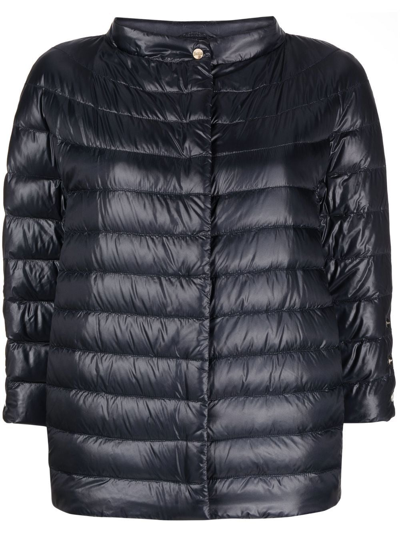 Herno Cropped Sleeve Down Jacket In Blue