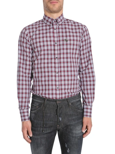 Dsquared2 Check Cotton Shirt In Rosso