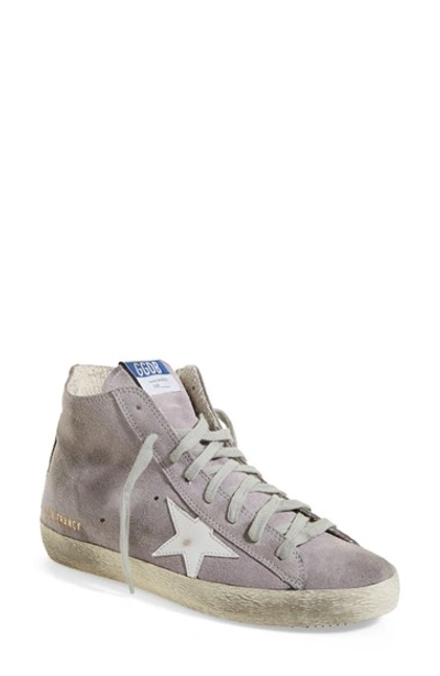 Golden Goose Pewter Francy Leather Hi Top Sneakers In Silver