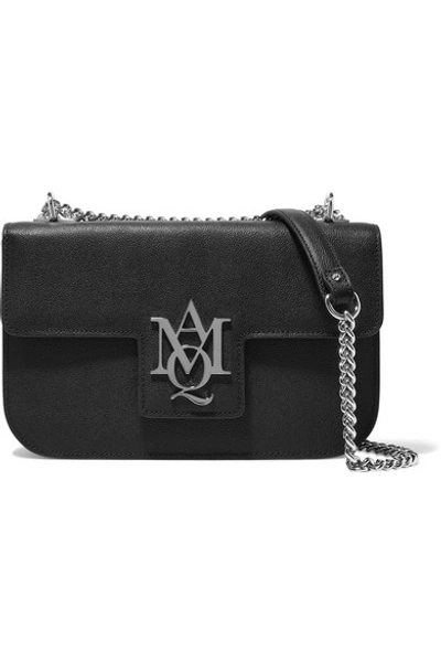 Alexander Mcqueen Insignia Textured-leather Shoulder Bag In Black