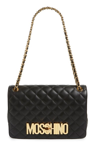 Moschino 'large Letters' Quilted Leather Shoulder Bag In Black | ModeSens