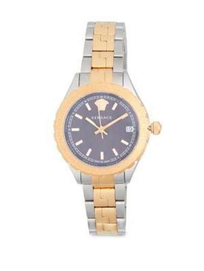 Versace Polished Bicolor Bracelet Watch In Brown