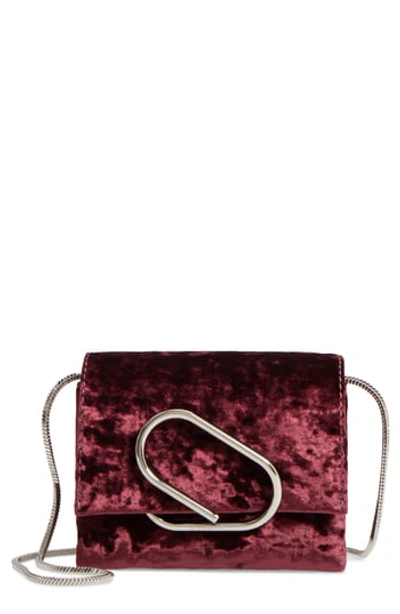 3.1 Phillip Lim / フィリップ リム 'alix' Paperclip Flap Micro Velvet Crossbody Clutch In Burgundy