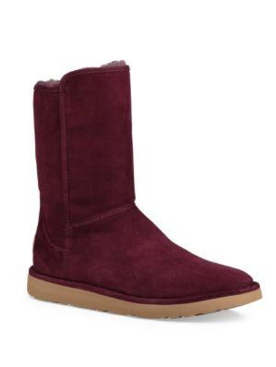 Ugg Abree Ll Short Suede And Sheepskin Boots In Port