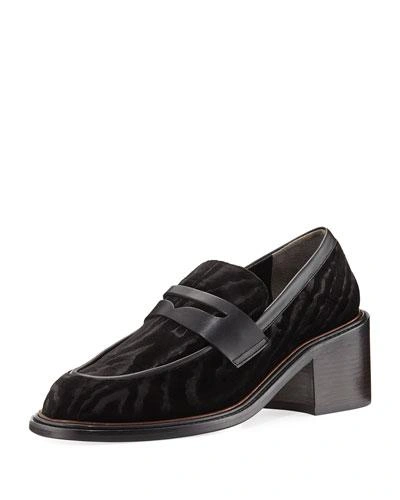 Robert Clergerie Silvia Velvet Devore Loafer In Black