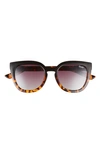 Quay Noosa 55mm Cat Eye Sunglasses In Black Tortoise,brown Fade