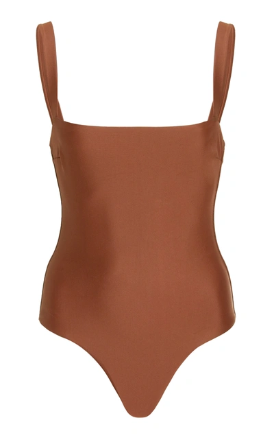 Matteau Square-neck Maillot One-piece Swimsuit In Pecan