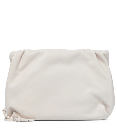 The Row Bourse Leather Clutch Bag In Ivory