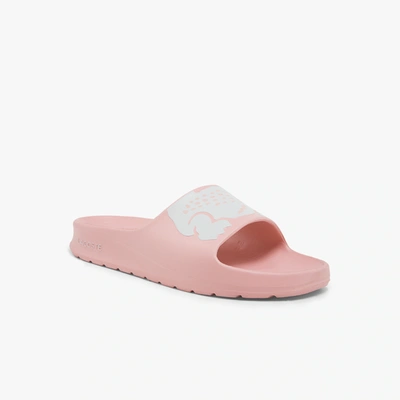 Lacoste Women's Croco 2.0 Synthetic Print Slide Sandals From Finish Line In Pink