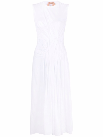 N°21 Gathered Waist Sleeveless Midi Dress In White