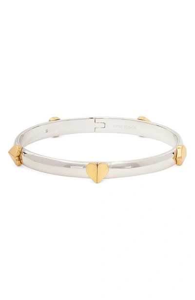 Kate Spade Heartful Hinged Bangle In Pale Gold/black