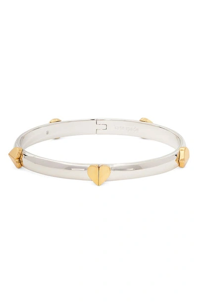 Kate Spade Heartful Hinged Bangle In Gold/silver