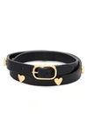 Kate Spade Heartful Leather Wrap Bracelet In Black