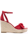 Kate Spade Bow-detail Wedge-heel Sandals In 红色
