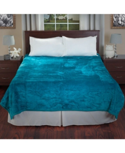Baldwin Home Solid Soft Heavy Thick Plush Mink Blanket Bedding In Aqua