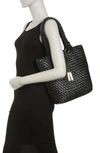 Calvin Klein Naomi Woven Tote In Blk Gold