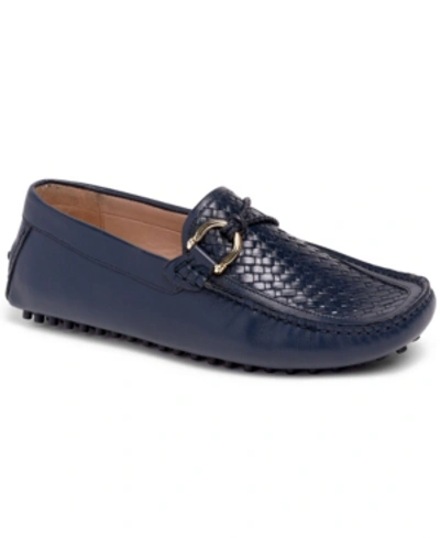 Carlos By Carlos Santana Men's Malone Interweave Driver Leather Loafer Slip-on Casual Shoe Men's Shoes In Navy Blue