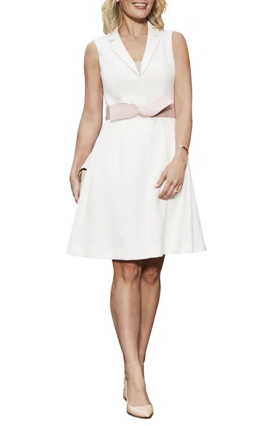 Harper Rose Belted Crepe A-line Dress In Ivory