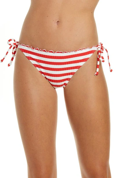 Roxy Striped Hello July Full-coverage Bottoms Women's Swimsuit In Poppy Red Vicky Stripes S