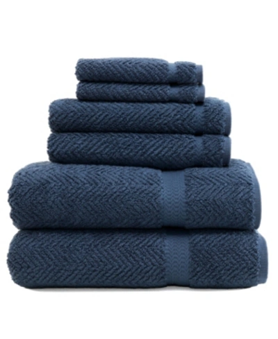 Linum Home Herringbone 6-pc. Towel Set Bedding In Navy