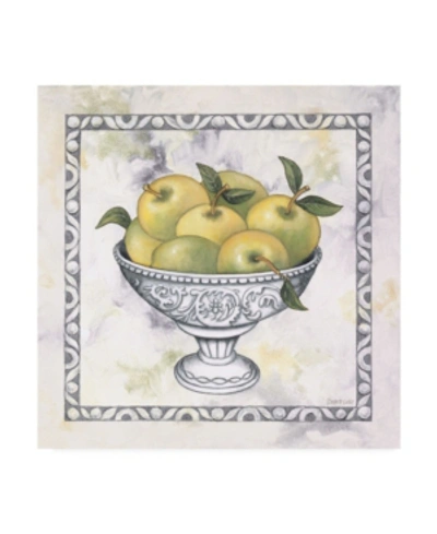 Trademark Global Debra Lake Green Apples In A Silver Bowl Canvas Art In Multi